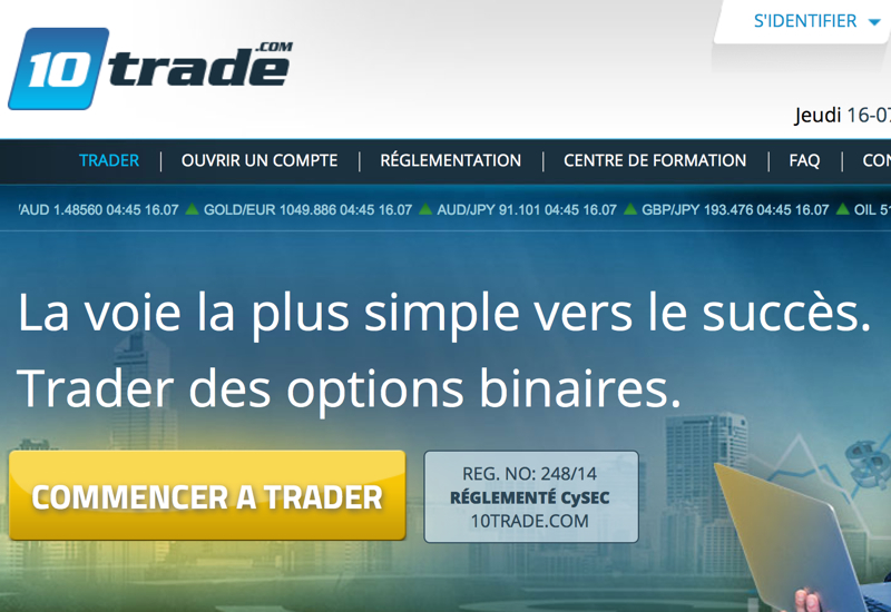 page acceuil 10trade